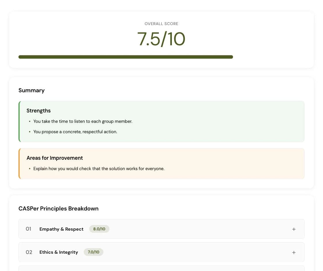 AI feedback in the redesigned CasPro interface