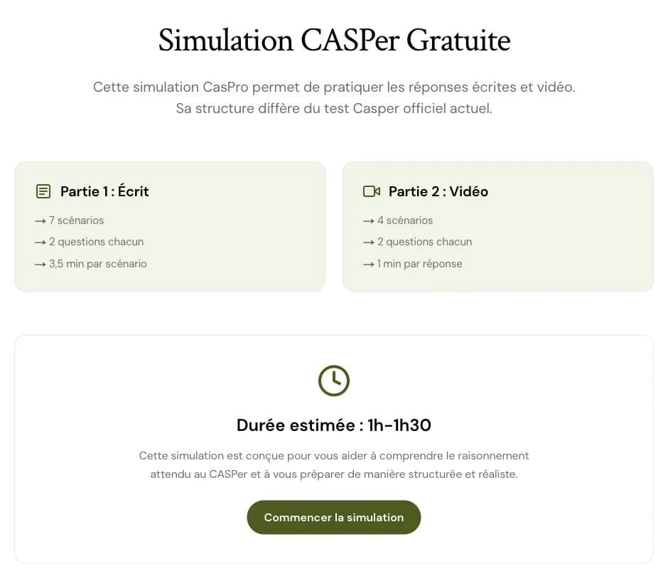 La présentation des parties écrite et vidéo d’une simulation CasPro